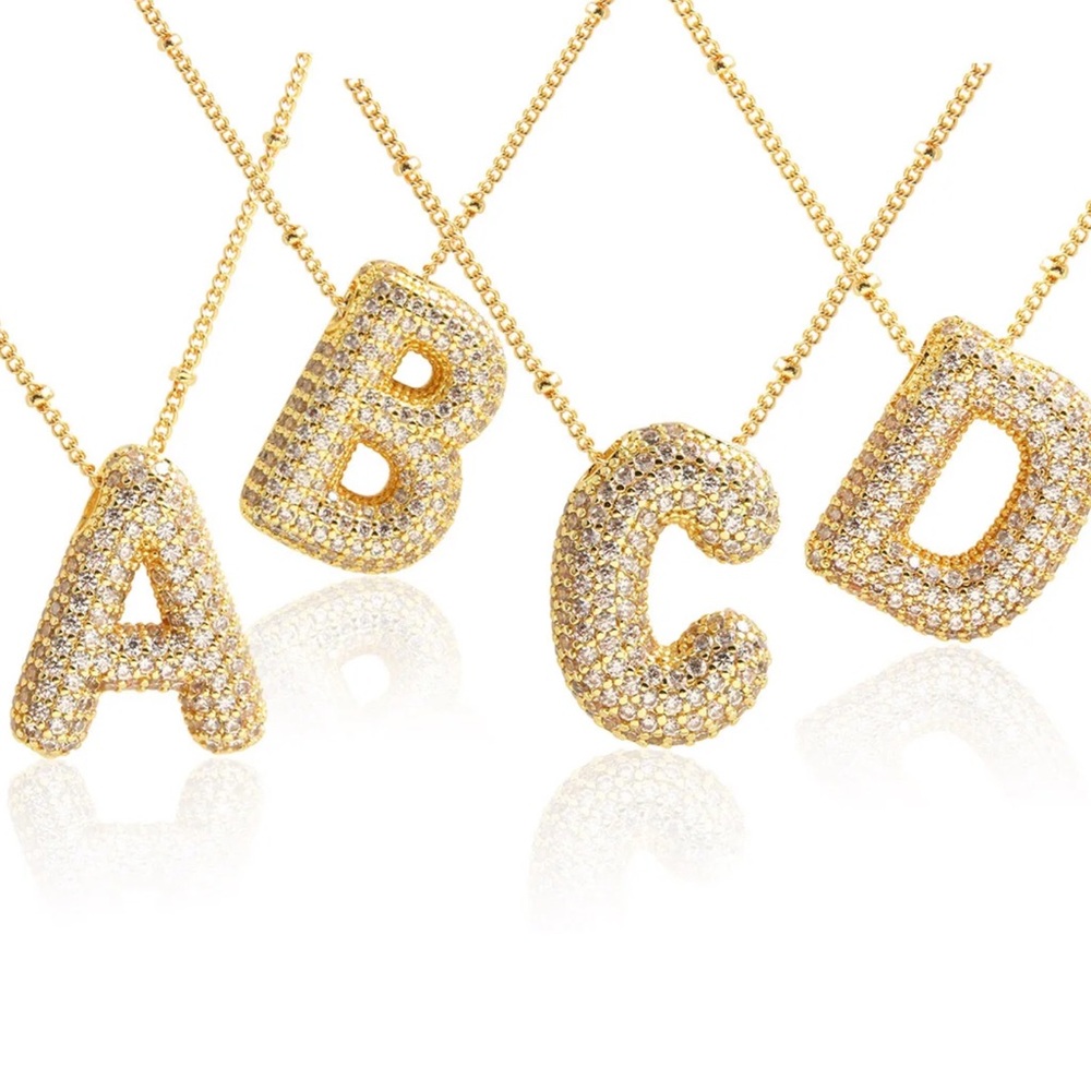 Letter G Initial Zircon Balloon Necklace - Picture 4 of 6
